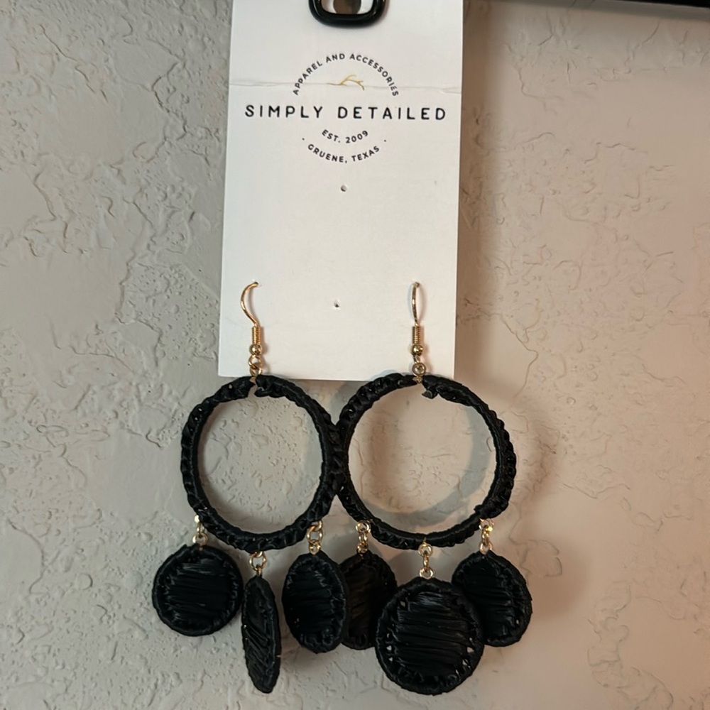 NWT Black Hoop Dangle Earrings | Statement Earrings